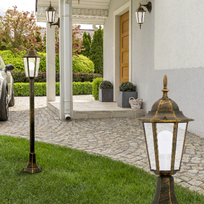 LIGURIA-LT Stojací zahradní lampa 1xE27 vysoký sloup 96cm patina - GOLDLUX (Polux)