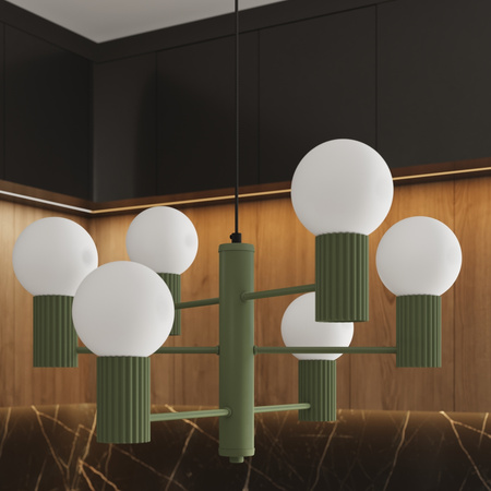 Lustr Závěsné svítidlo 6x G9 Hliníková zelená olivová svatozář French Sky SL.1832 Sollux