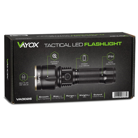 XML2 T6 LED taktická svítilna 1200 LM USB ZOOM ruční dobíjecí svítilna VA0026 VAYOX