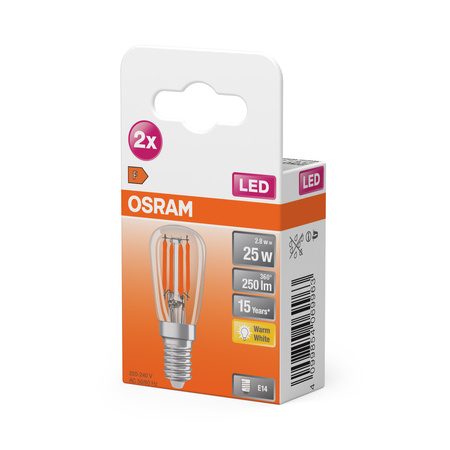 2x LED žárovka T26 Tubular E14 2,8W = 25W 250lm 2700K Warm 300° SPECIAL Osram