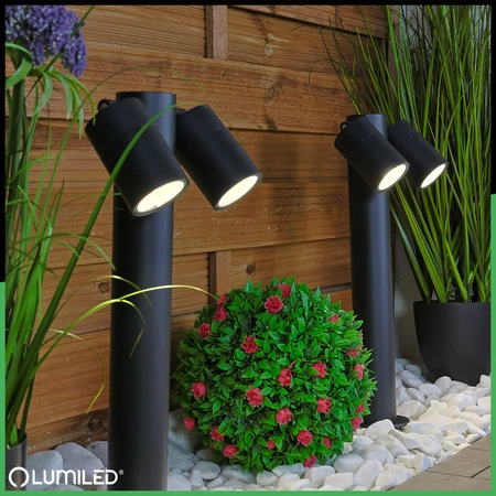 Venkovní zahradní lampa 2x GU10, sloupek stojací reflektor 45cm LUMILED
