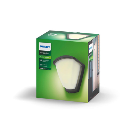 Zahradní lampa LED nástěnná lampa KISKADEE myGarden E27 IP44 Antracit PHILIPS