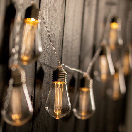 LED Solární řetěz, 20x LED Ozdobné Žárovky 5.69m Teplá bílá 3000K HELIC LUMILED