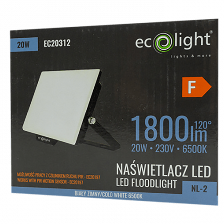 Reflektor LED Halogenový 20W 6500K 1800lm IP65 Ecolight