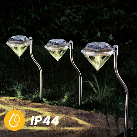 Solární zahradní LED lampa zapichovací dekorativní venkovní DIAMANT chrom RGB