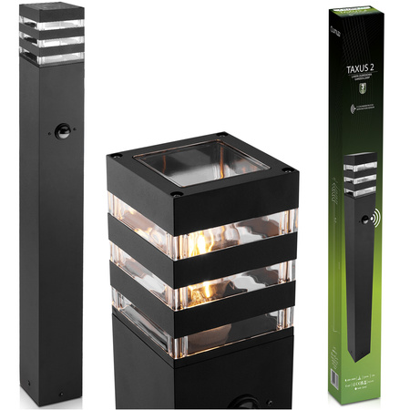 Venkovní zahradní lampa E27, LED snímač pohybu sloupek 80cm TAXUS 2 LUMILED