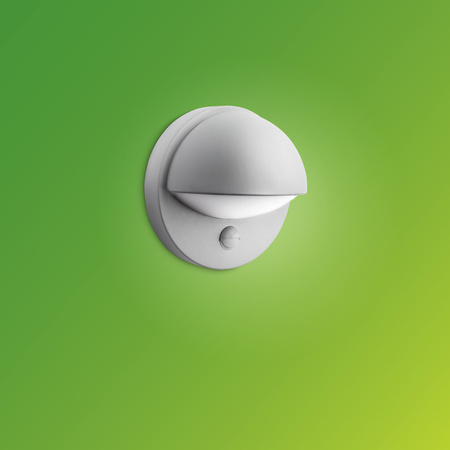 PHILIPS Zahradní venkovní nástěnné svítidlo JUNE E27 IP44 s pohybovým čidlem kulaté šedé