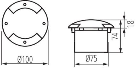 LED 1W 6500K studená IP65 IK09 Kruhová zem šedá ROGER KANLUX