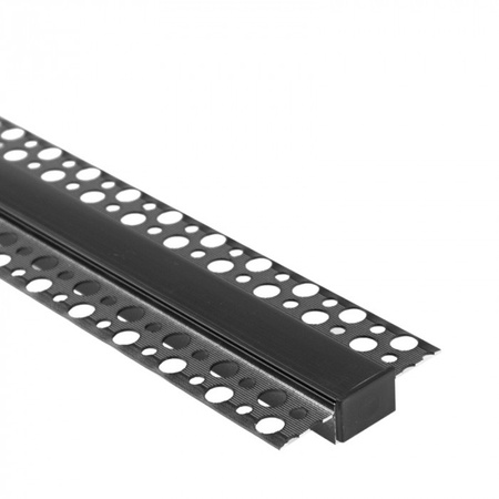 Hliníkový LED profil pro sádrokarton REGIPS široký pod omítku černý 1m s difuzorem černý pro LED pásky + krytky Ecolight řady GPS