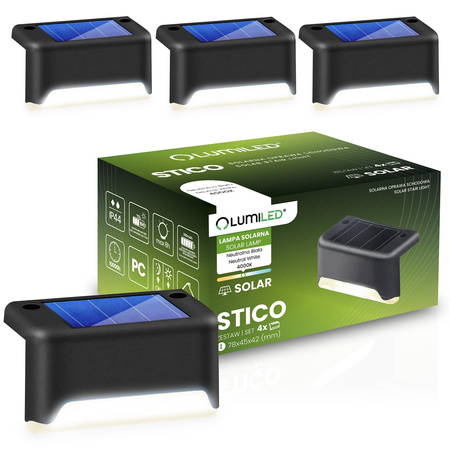 4x STICO 4000K Solární LED schodiště Venkovní schodiště Vodotěsná lampa LUMILED