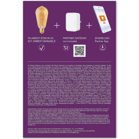 LED žárovka E27 ST64 6W 680lm 2400K Teplá bílá Filament LEDVANCE SMART+ ZigBee Dimmable