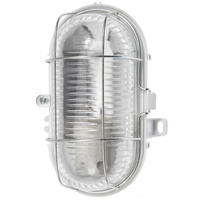 LED osvětlení E27 CHANNEL Garážové světlo Oval 100W Grid Metal IP44 White KOBI