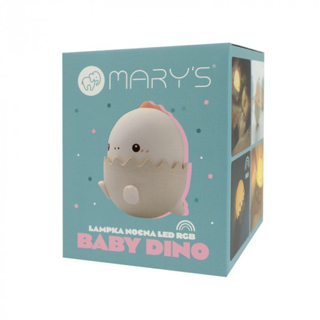 Dětské LED noční světlo 0,75W 3000-4000K teplá a neutrální bílá + vícebarevné RGB dobíjecí 1200mAh růžové BABY DINO MARY'S