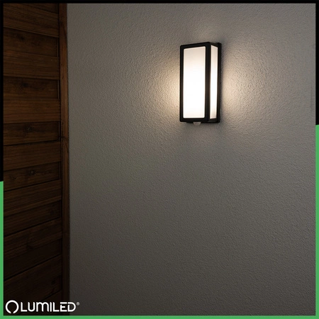 Zahradní nástěnná lampa snímač pohybu E27, obdélníková DOMLO LUMILED