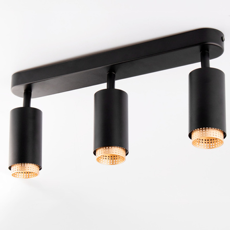 Stropní Lampa Reflektor LED 3x GU10 Trubice Spot ELIGIS Černá LUMILED