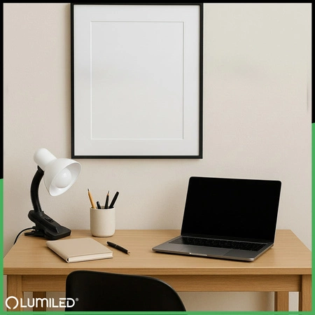 Stolní lampa Školní Noční E27, Nastavitelná s klipem Bílá LIBRA LUMILED