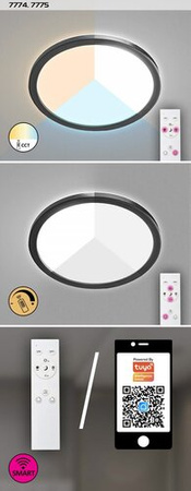 Venkovní LED zahradní stropní svítidlo INVERNESS 15W CCT DIM IP44 Wi-Fi kulaté stropní svítidlo bílá a černá RABALUX