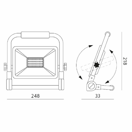Přenosný Reflektor LED 100W na stojanovém držáku Neutrální bila barva 4000K Silný