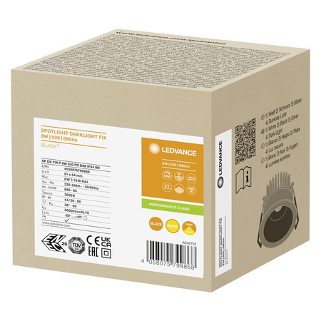 LED panelové bodové svítidlo 8W 680lm CCT stmívatelné bodové černé tmavé světlo Ledvance