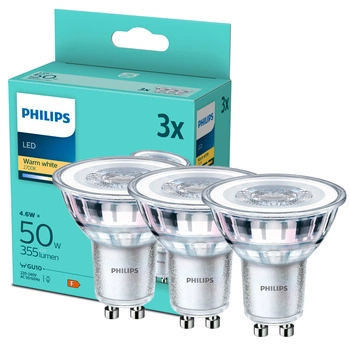 3x LED žárovka GU10 4.6W = 50W 355lm 2700K Teplá bílá 36° PHILIPS