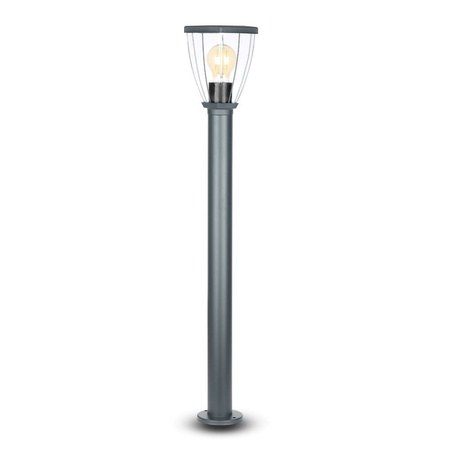 Stožár zahradní lampy 80 cm E27 průhledné stínidlo černé VT-839 V-TAC