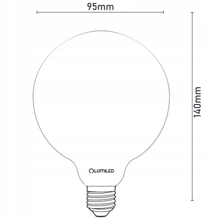Žárovka LED E27, G95 8W = 75W 3000K Teplá bílá Globe Mléčná Filament LUMILED