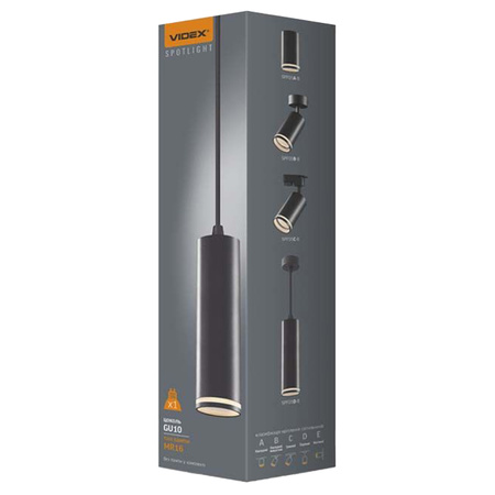 Stropní závěsné svítidlo SPOT 1x GU10 Black TATUM Videx