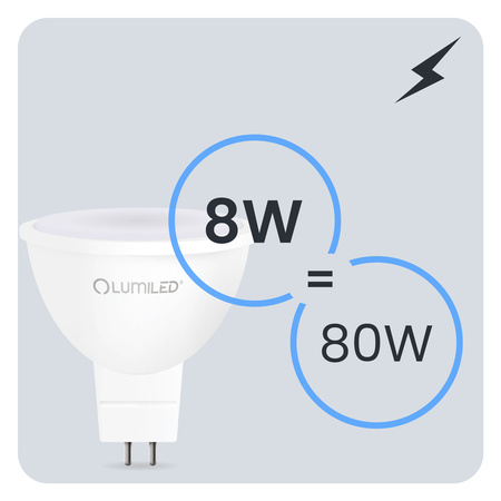 10x Žárovka LED GU5.3, MR16 8W = 80W 720lm 4000K Neutrální bílá 120° LUMILED
