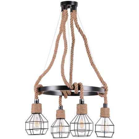 ROPE ALEGRA Stropní závěsné svítidlo 4x E27 Lustr Loft Steel + kabel Black GOLDLUX (Polux)
