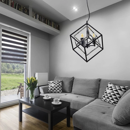 Stropní závěsné svítidlo 3x E27 Chrome Black Ikar Sanico Goldlux