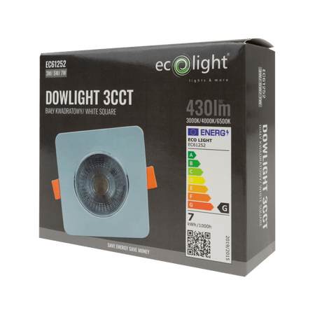 Vestavné LED svítidlo pro zapuštěnou montáž 3W / 5W / 7W CCT White Square DOWNLIGHT Ecolight