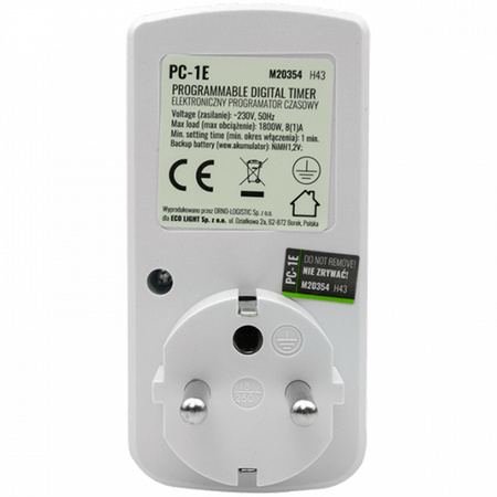 Časovač zapnutí/vypnutí LCD Digitální plán 7 dní PC-1E Ecolight