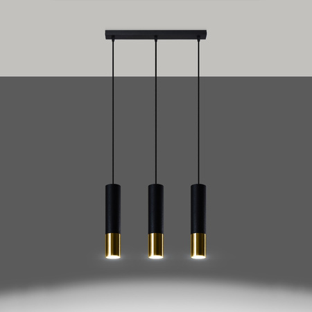 LOOPEZ 3L Závěsné stropní svítidlo 3xGU10 Elegantní černá a zlatá SOLLUX