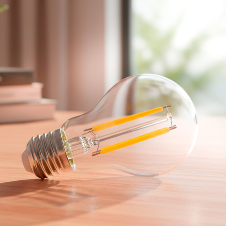 6x LED žárovka E27 A60 4,9W 1055lm = 75W 2700K teplá bílá 360° Filament energetická třída A LUMILED