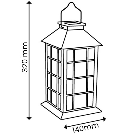 LED solární zahradní lucerna závěsná 32cm černá