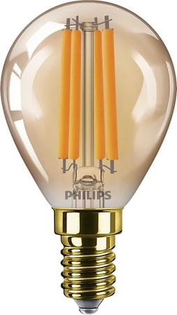 LED kulová žárovka E14 P45 6W = 40W 470lm 1800K Teplá bílá vlákno jantarové PHILIPS