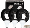 3x GOLDLUX (Polux) kulatá černá pohyblivá halogenová žárovka + GU10 3.5W LED žárovka