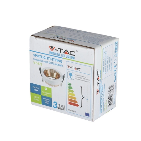 Zapuštěné stropní svítidlo GU10 Očko s kulatým bílým/růžovým zlatem VT-872 V-TAC