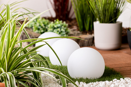 LED solární zahradní lampa s hroty RGB glóbus na zahradu GROUND 17cm + dálkový ovladač