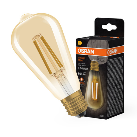 Dekorativní LED žárovka ST64 Edison E27 7,2W = 60W 806lm 2400K teplá bílá 300° Dimmable Vintage 1906 Osram