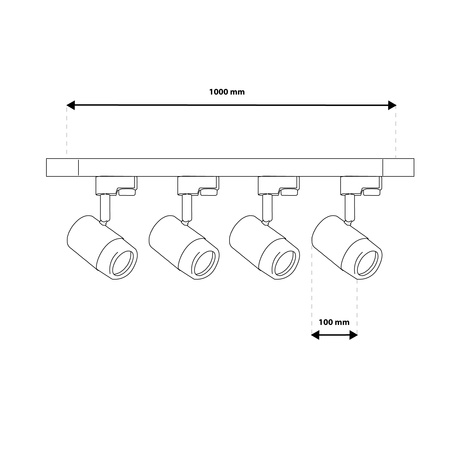 Sada osvětlovacích přípojnic 1m + 4x SAGI GU10 Black LUMILED reflektor na přípojnici