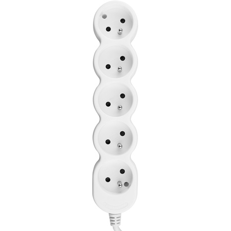 Síťový prodlužovací kabel s uzemněním 5 zásuvek 1,5 m bílý kabel Lendo Lumiled