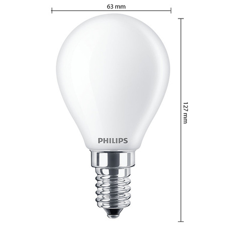 LED kulová žárovka E14 P45 6.5W = 60W 806lm 2700K Teplá bílá vlákno Mléčné PHILIPS