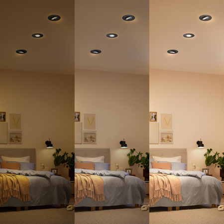 3x LED vestavné svítidlo 5W 500lm 2700K Warm Moving Round Black Stmívatelné 3STEP SceneSwitch Cilantro Philips