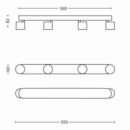 Stropní svítidlo LED STAR 4x 4,5W 2700K Stmívatelné reflektorové pohyblivé svítidlo Hliník PHILIPS
