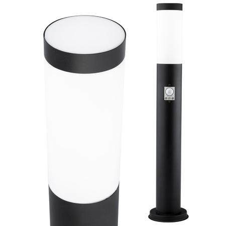 Venkovní zahradní lampa E27 BLACK POST 65cm s pohybovým a soumrakovým senzorem