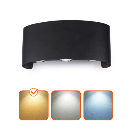 Venkovní nástěnná lampa LED 6W 480lm 3000K Warm Top Down IP54 Black Kobi