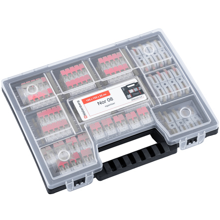 Rychlé konektory Instalační sada konektorů Sada 100 kusů - 40x 2X4MM. 40x 5X4MM. 20x 1+1 + kufr s organizérem