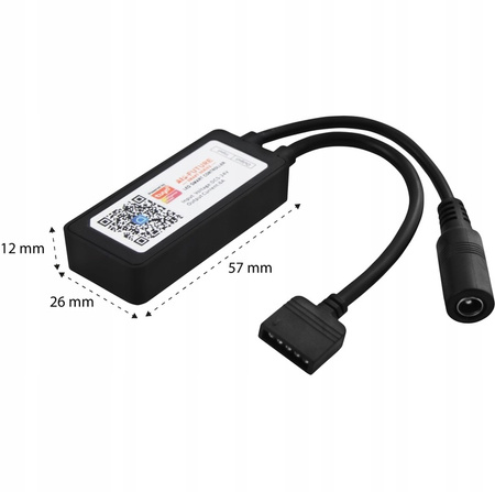 Ovladač pro RGBW WiFi SMART TUYA LED pásky 6A 5-24V 72W 144W Black LVT