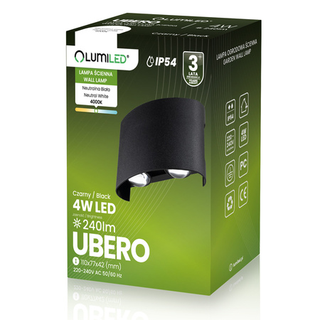 Zahradní nástěnná lampa nahoru a dolů, 4W IP54 UBERO LUMILED
